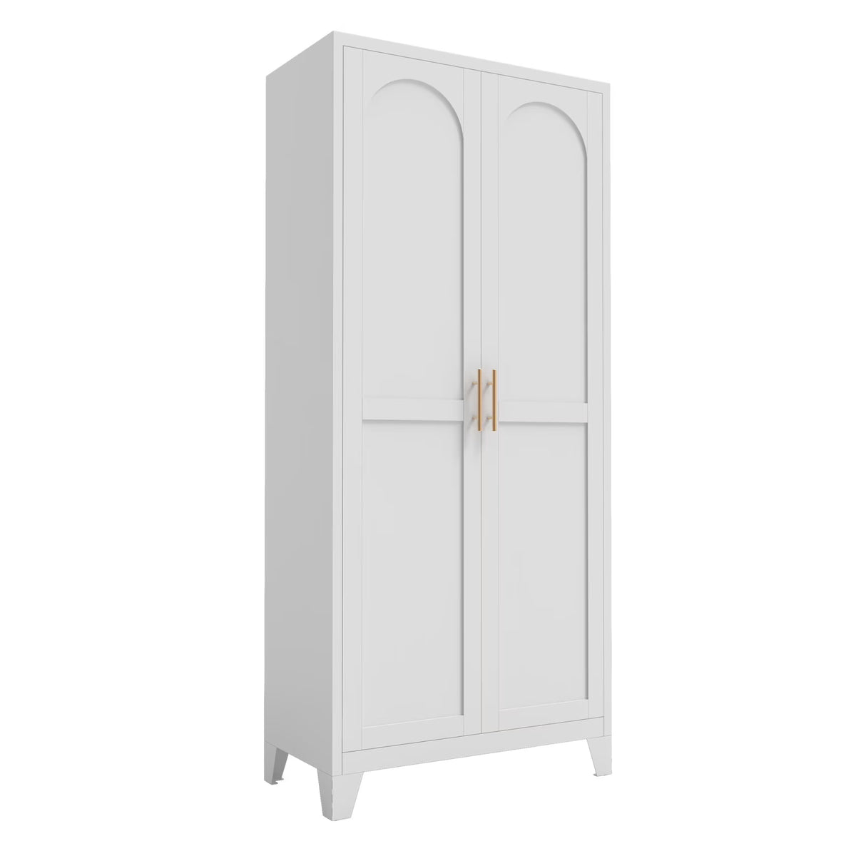 Metal Storage Cabinet with Doors and Adjustable Shelves, 71'' 2 Shapely Doors Cabinet, 5 - Tier Tall Steel Locker for Bedroom, Living Room, Office